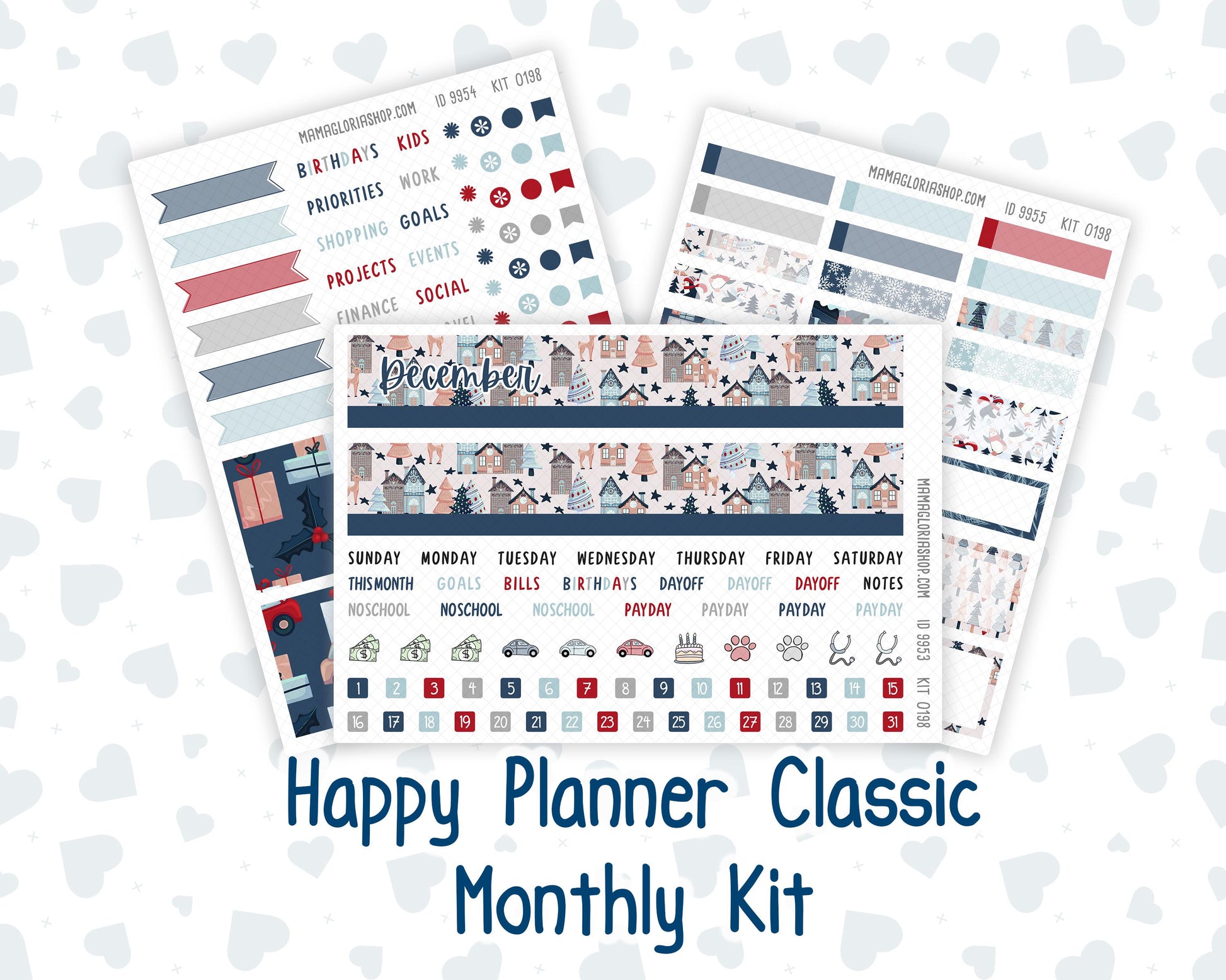 HP - Monthly - Kit 0198- Holiday Village - December- Christmas - For Classic Happy Planner