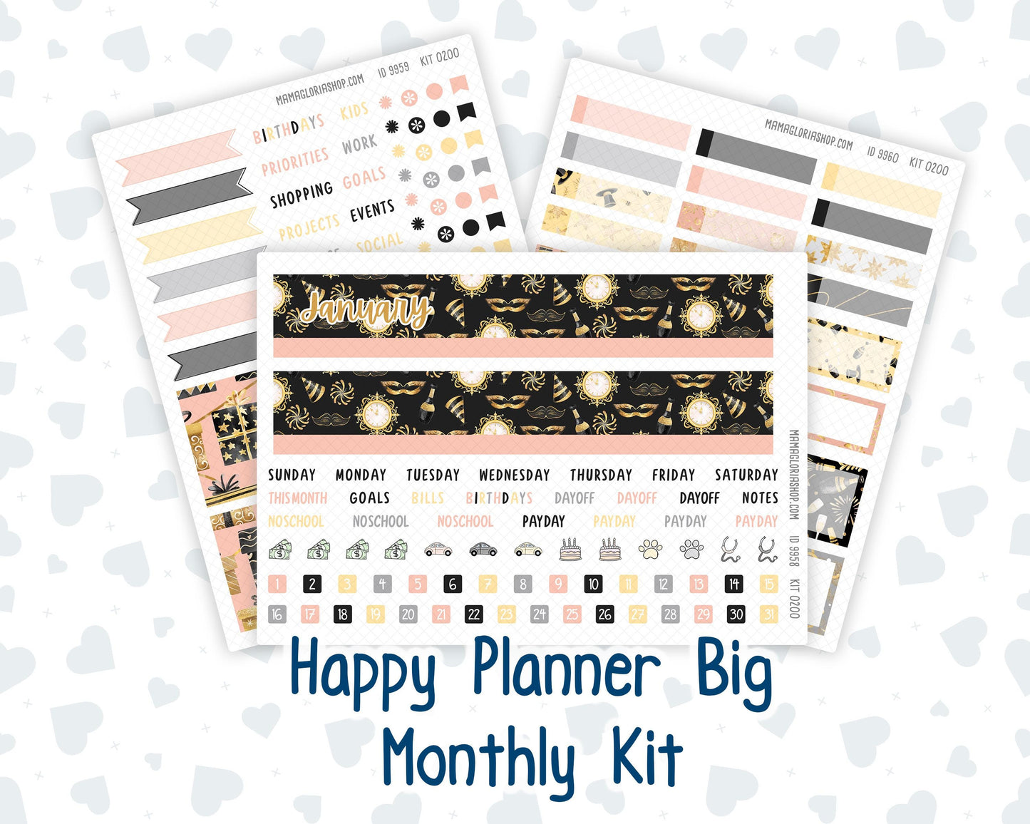 HP - Monthly - Kit 0200 - Golden Hour - January - New Year - For Big Happy Planner