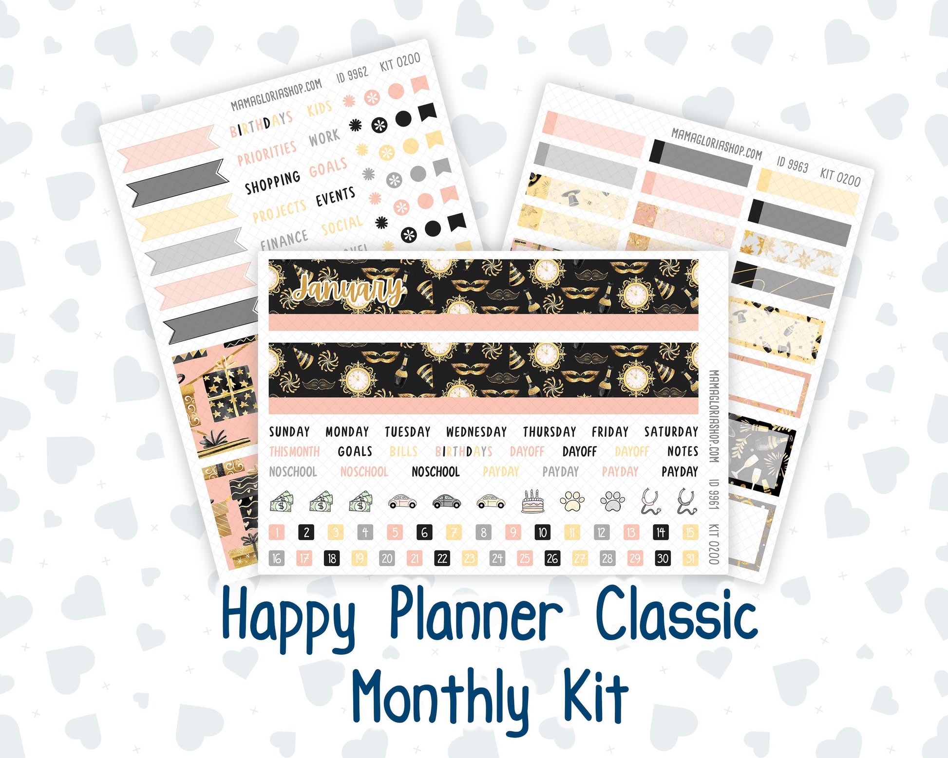 HP - Monthly - Kit 0200- Golden Hour - January - New Year - For Classic Happy Planner