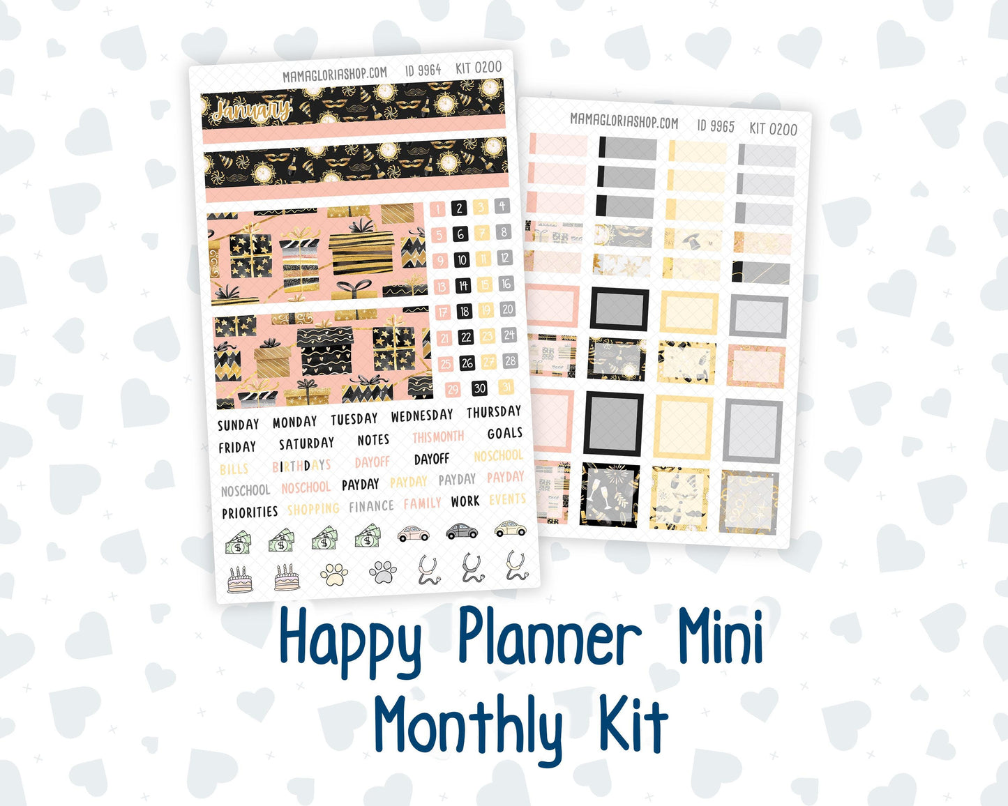 HP - Monthly - Kit 0200 - Golden Hour - January- New Year - For Mini Happy Planner