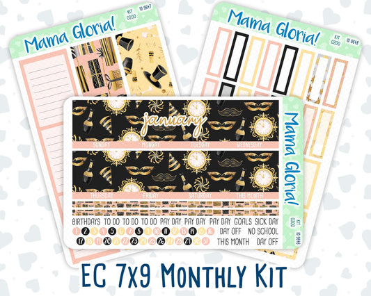 Kit 0200- 7x9 - Monthly - Golden Hour - January- New Year - For EC Planners