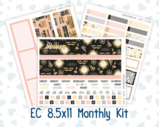 EC 8.5x11 Monthly - Kit 0200- Golden Hour - January - New Year- For Erin Condren Planners