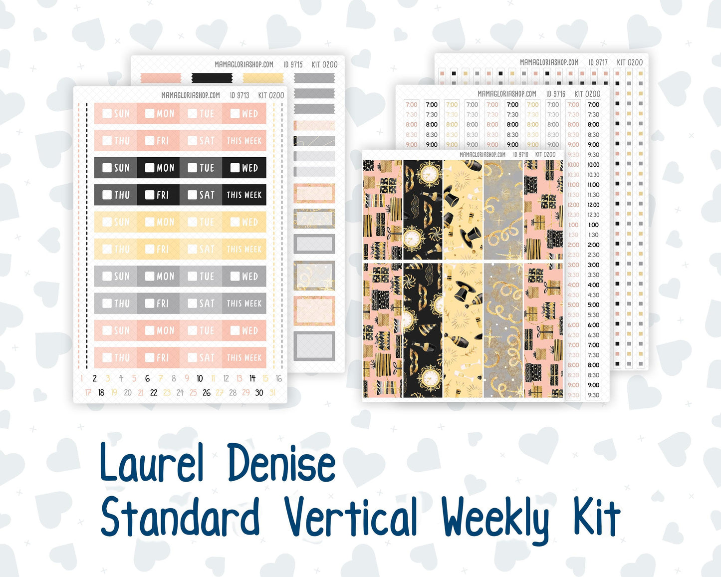 Kit 0200 Laurel Denise Standard Size – Weekly - Vertical Layout - Golden Hour - January - New Year