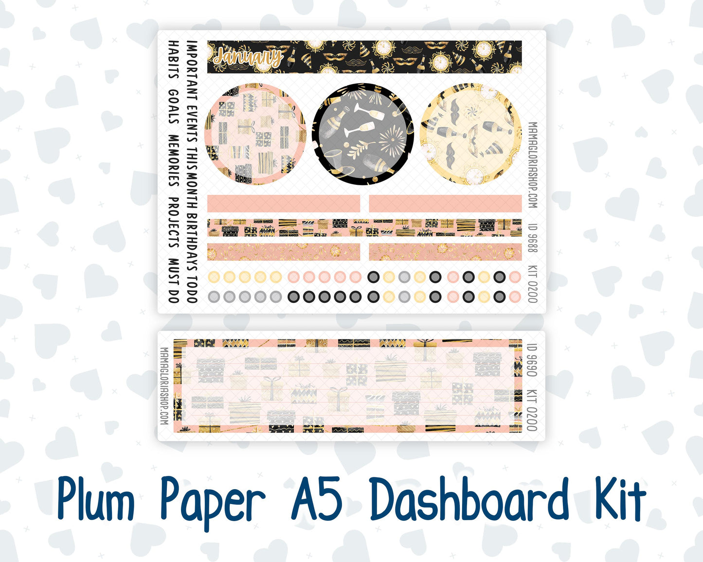 Kit 0200 Plum Paper A5– Dashboard - Golden Hour - January- New Year