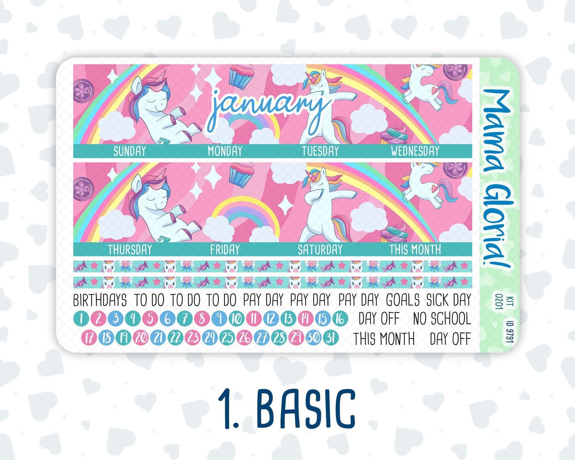 Kit 0201- 7x9 - Monthly - Dream Big - January- For EC Planners