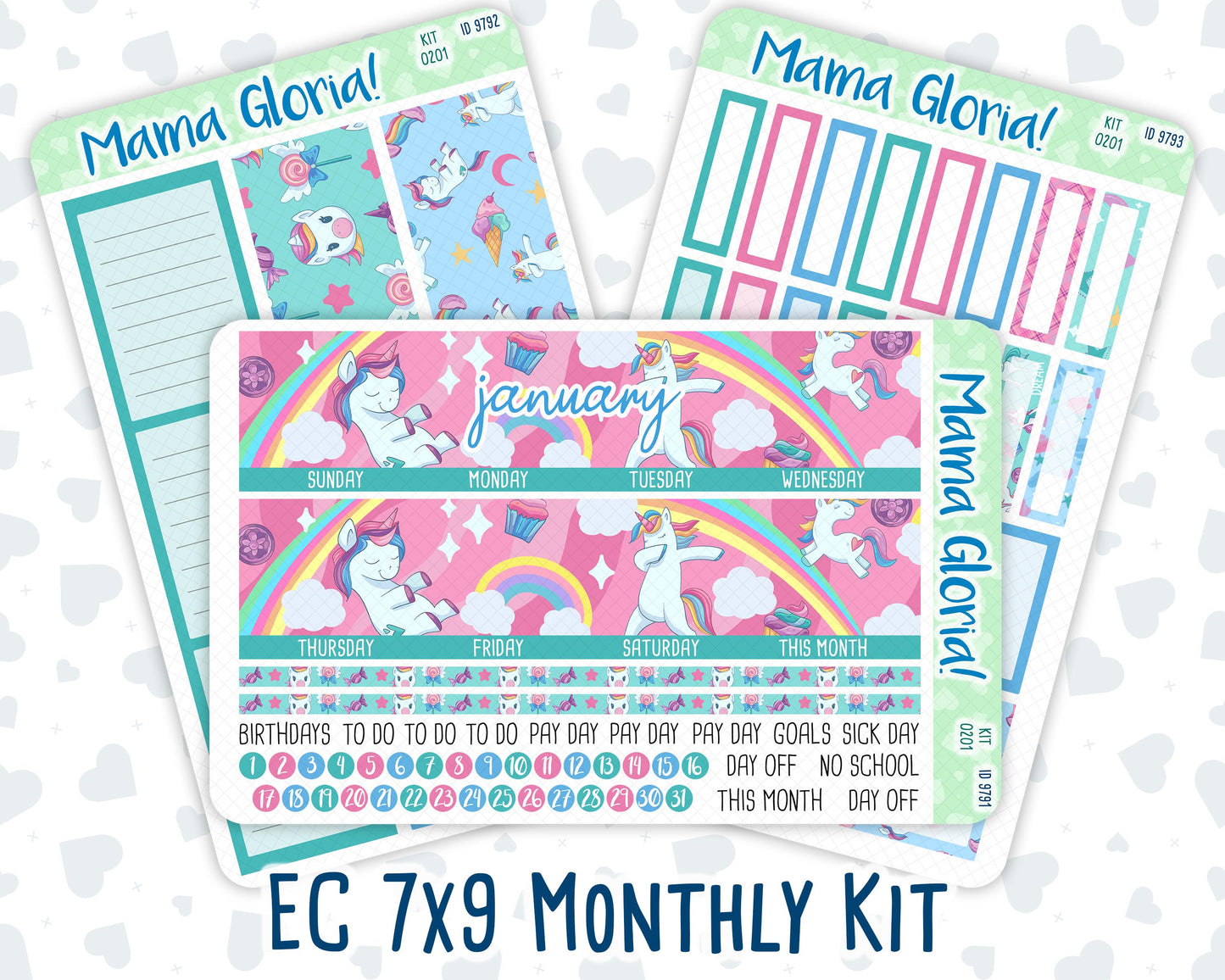 Kit 0201- 7x9 - Monthly - Dream Big - January- For EC Planners