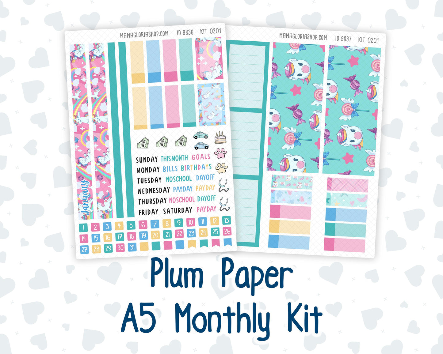 Kit 0201 Plum Paper A5– Monthly - Dream Big - January