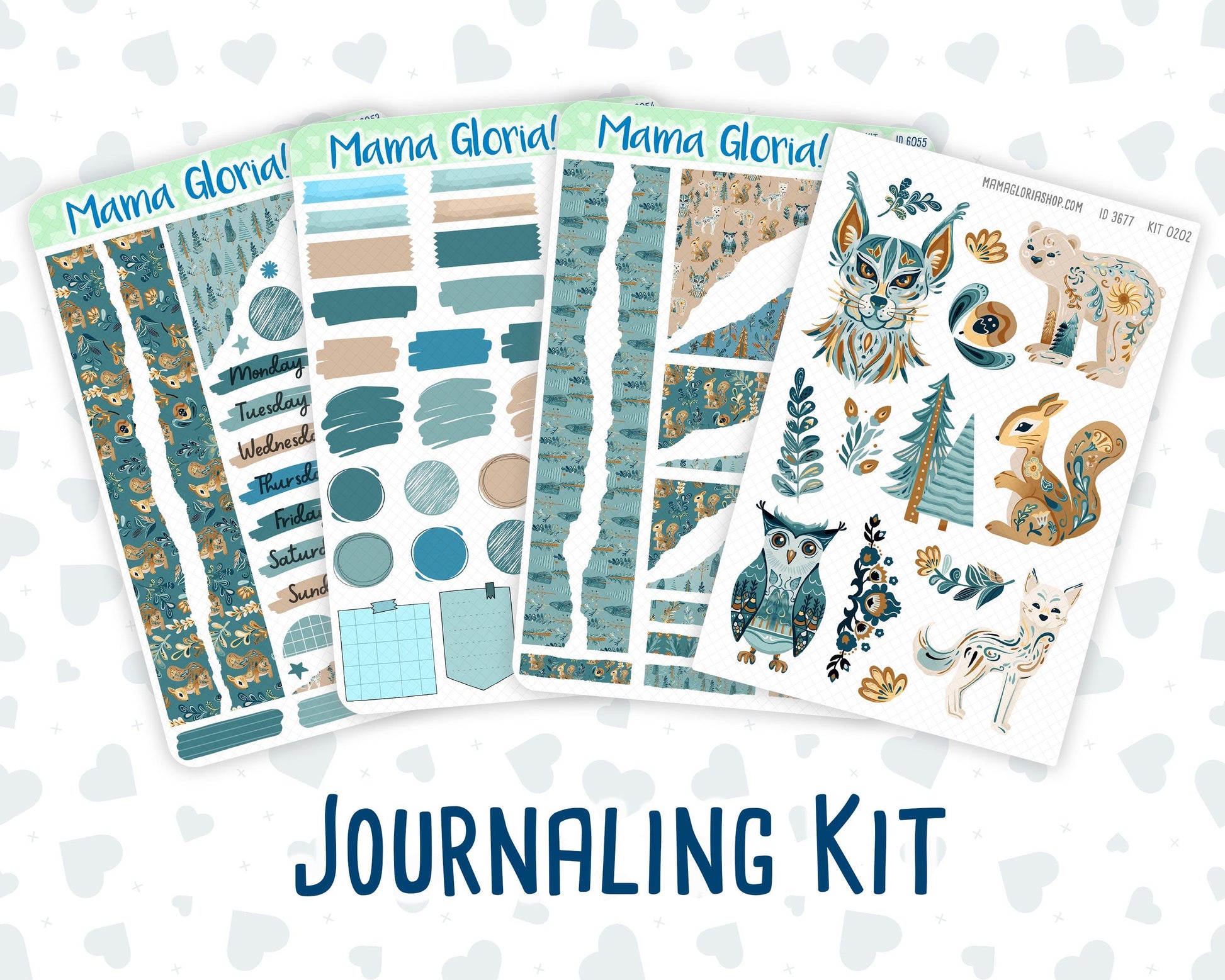 Kit 0202 - Folky Forest - Journaling Kit - January - For Planner - Notebook - Journal