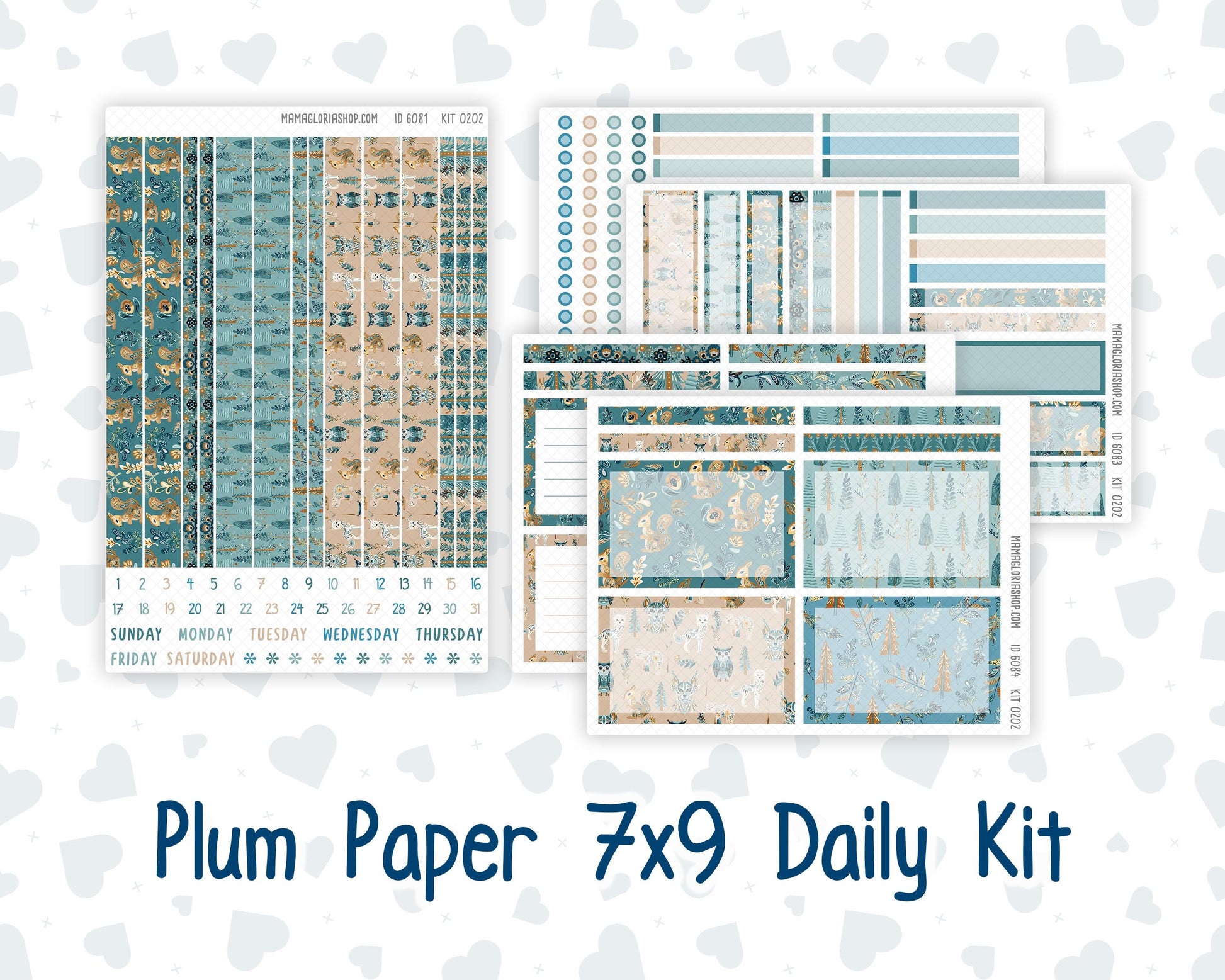 Kit 0202 - 7x9 Plum Paper Daily - Folky Forest - Planner - January