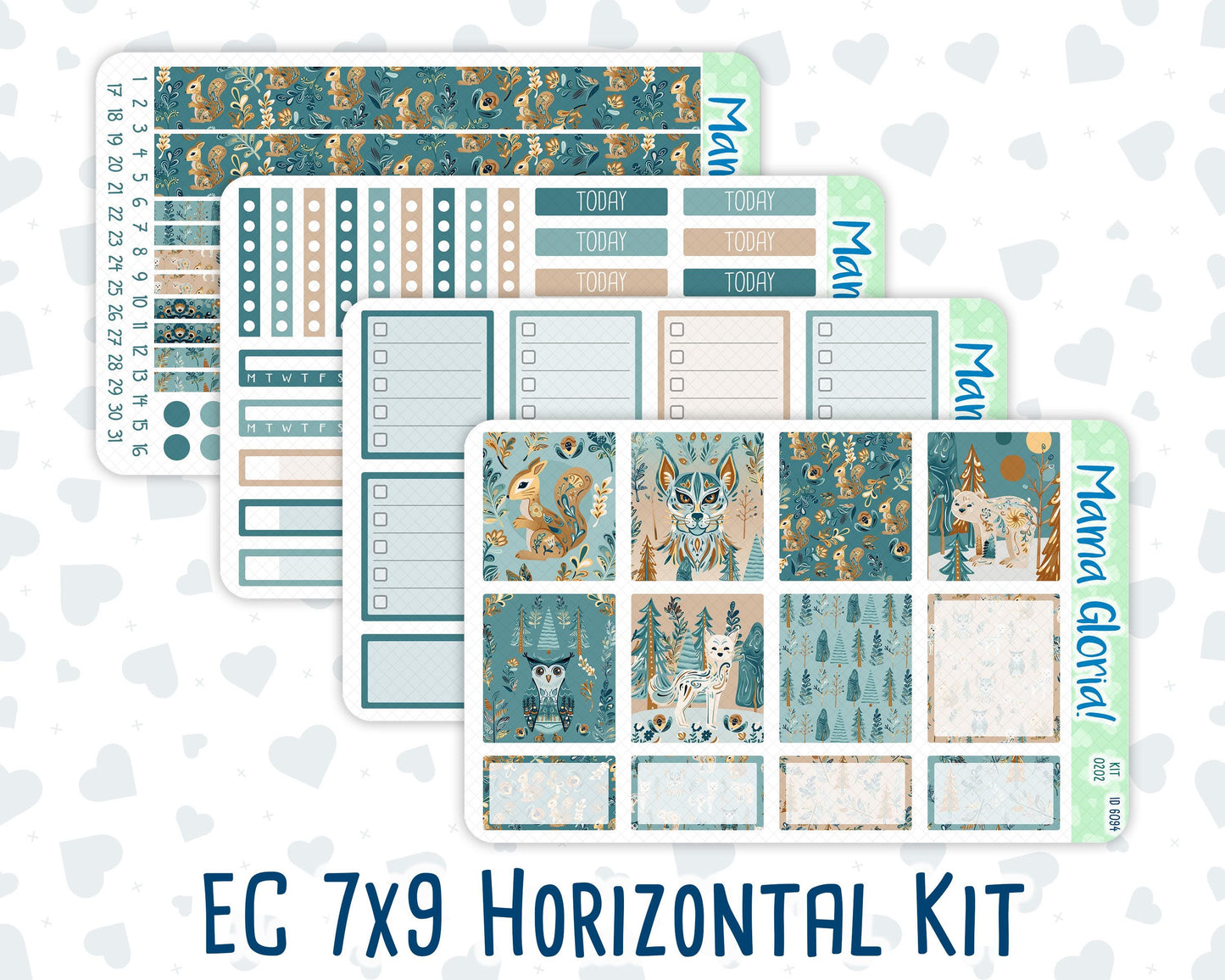 Kit 0202 -7x9 - Folky Forest - Weekly Kit For EC Horizontal Planners - January