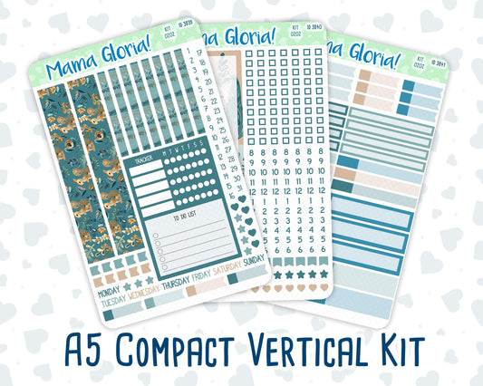 Kit 0202- A5 Compact Vertical - Folky Forest - Weekly - January