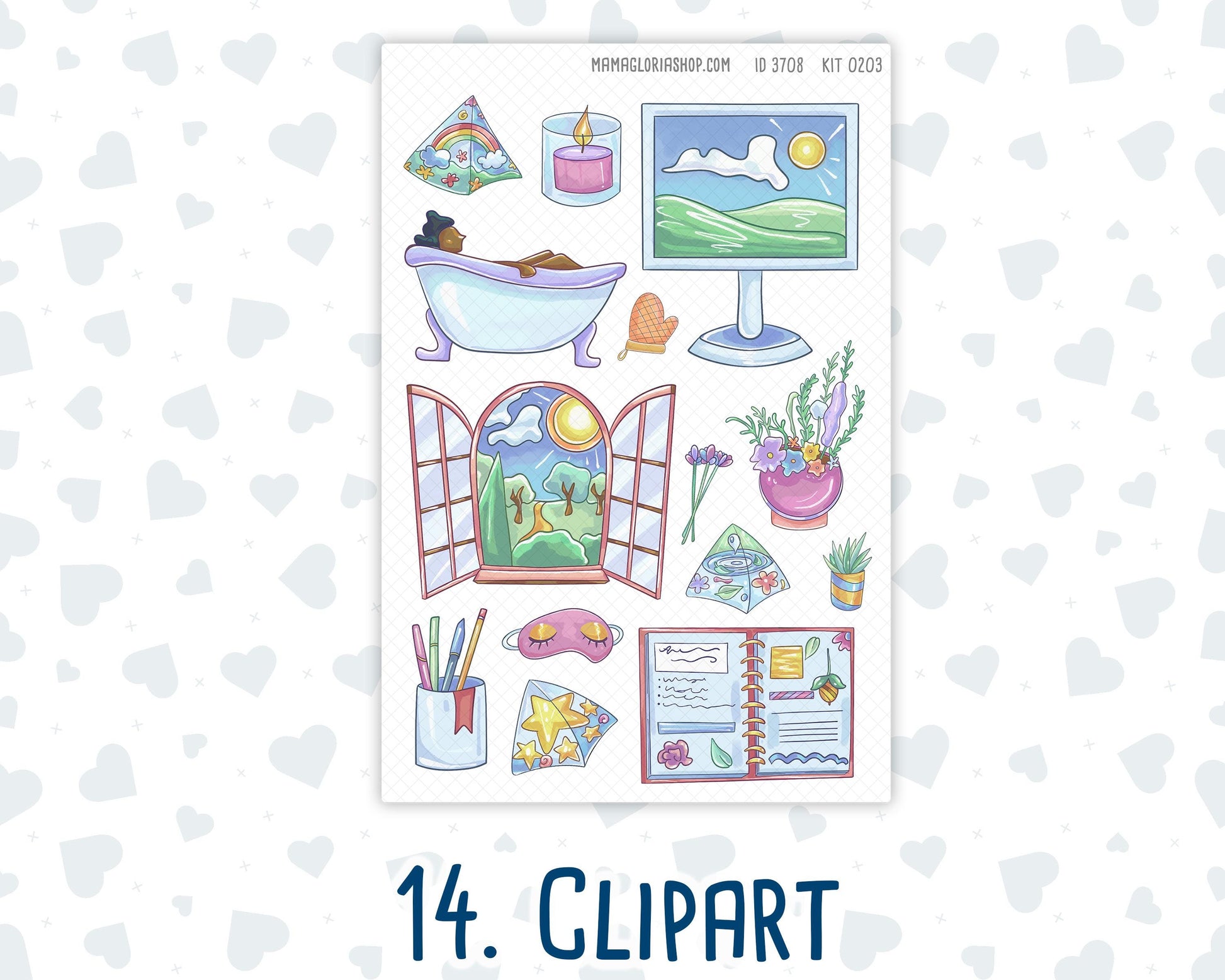 Kit 0203 Add Ons - Self-Care - January - Planner Stickers - Kit