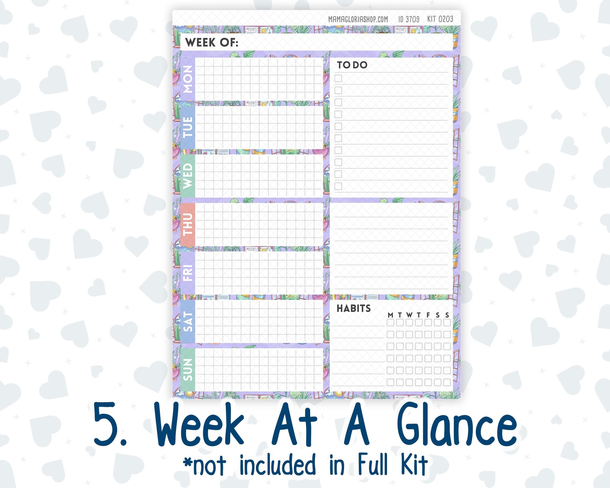 Kit 0203- 7x9 Plum Paper Daily - Self-Care - Planner - January