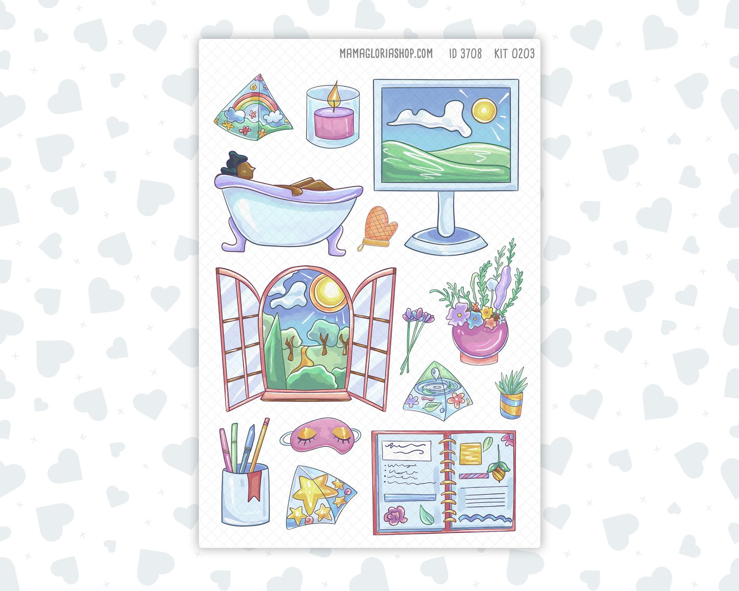 Kit 0203- Clipart - Self-Care - For Planners - Journals - January