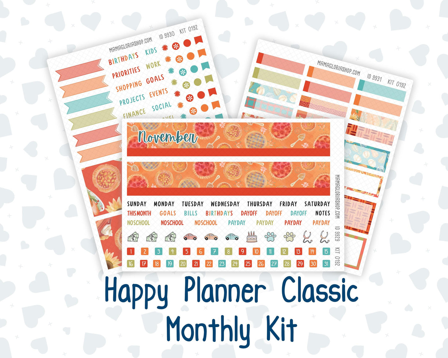 HP - Monthly - Kit 0192- Thanksgiving - November - For Classic Happy Planner