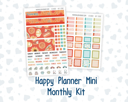 HP - Monthly - Kit 0192- Thanksgiving - November - For Mini Happy Planner