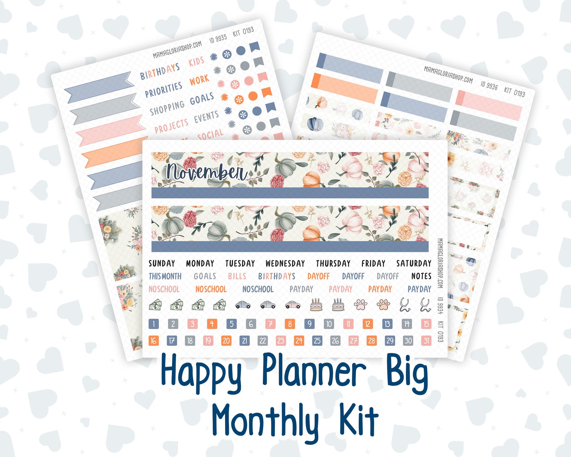 HP - Monthly - Kit 0193- Harvest Blooms - November - For Big Happy Planner