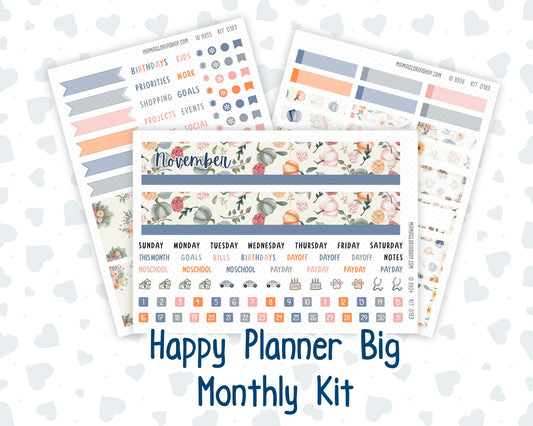 HP - Monthly - Kit 0193- Harvest Blooms - November - For Big Happy Planner