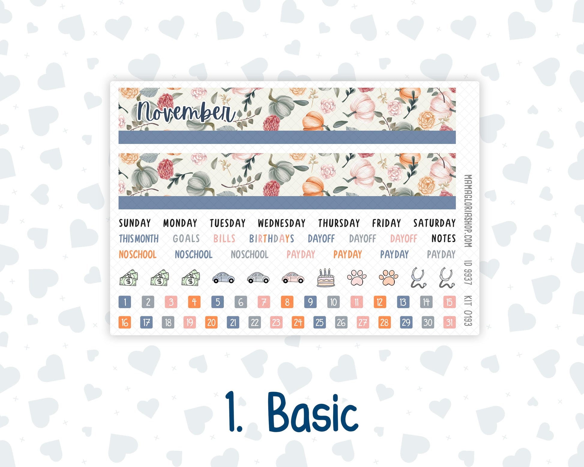 HP - Monthly - Kit 0193 - Harvest Blooms- November - For Classic Happy Planner