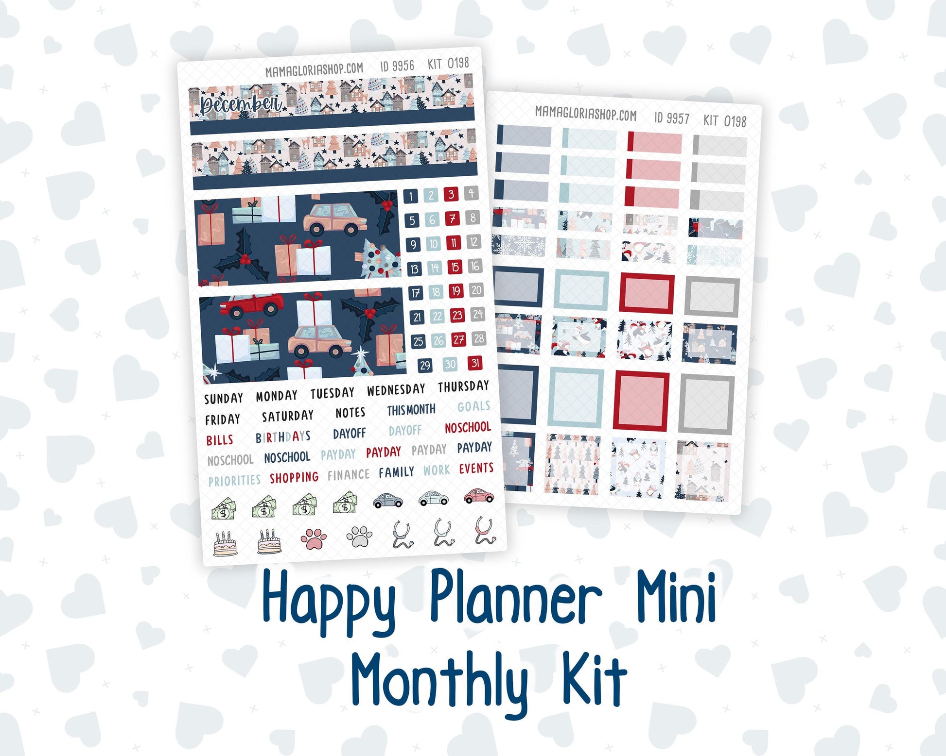 HP - Monthly - Kit 0198 - Holiday Village - December - Christmas - For Mini Happy Planner