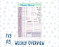 Kit 0204- Weekly Overview - Valentine's Garden - February- For 7x9 & A5 Planners - Notebooks