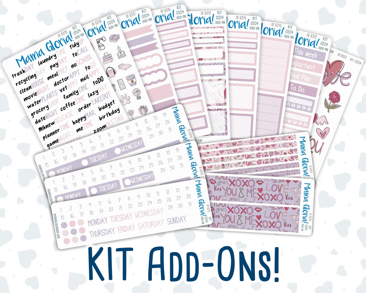 Kit 0204 Add Ons - Valentine's Garden- February - Planner Stickers - Kit