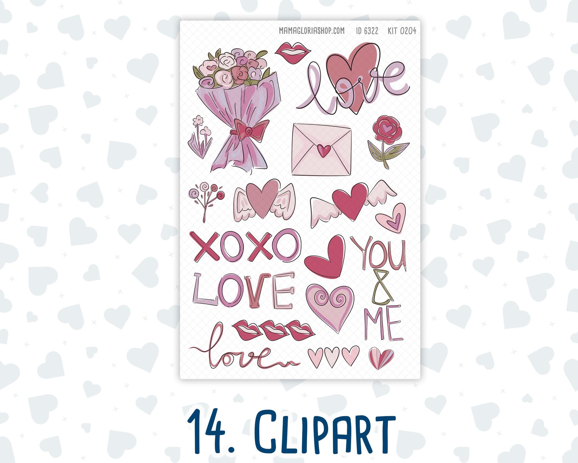 Kit 0204 Add Ons - Valentine's Garden- February - Planner Stickers - Kit