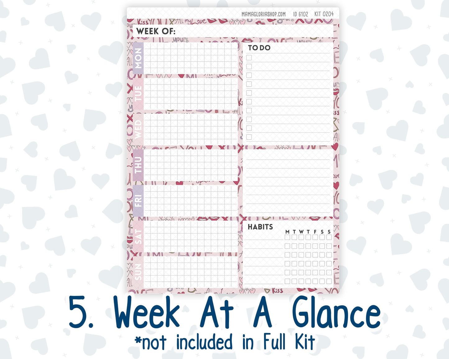 Kit 0204- 7x9 Plum Paper Daily - Valentine's Garden - Planner - February