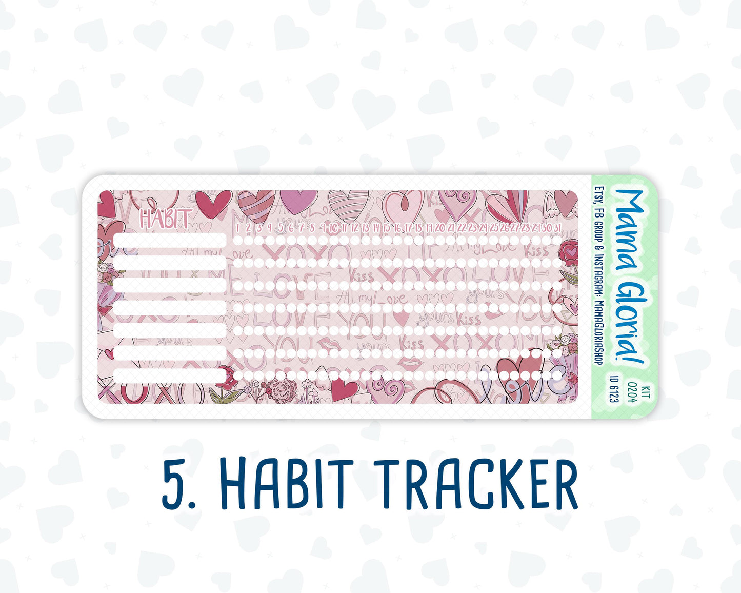 Kit 0204- 7x9 - Valentine's Garden - February- Notes Pages - Dashboard Kit - Productivity Page