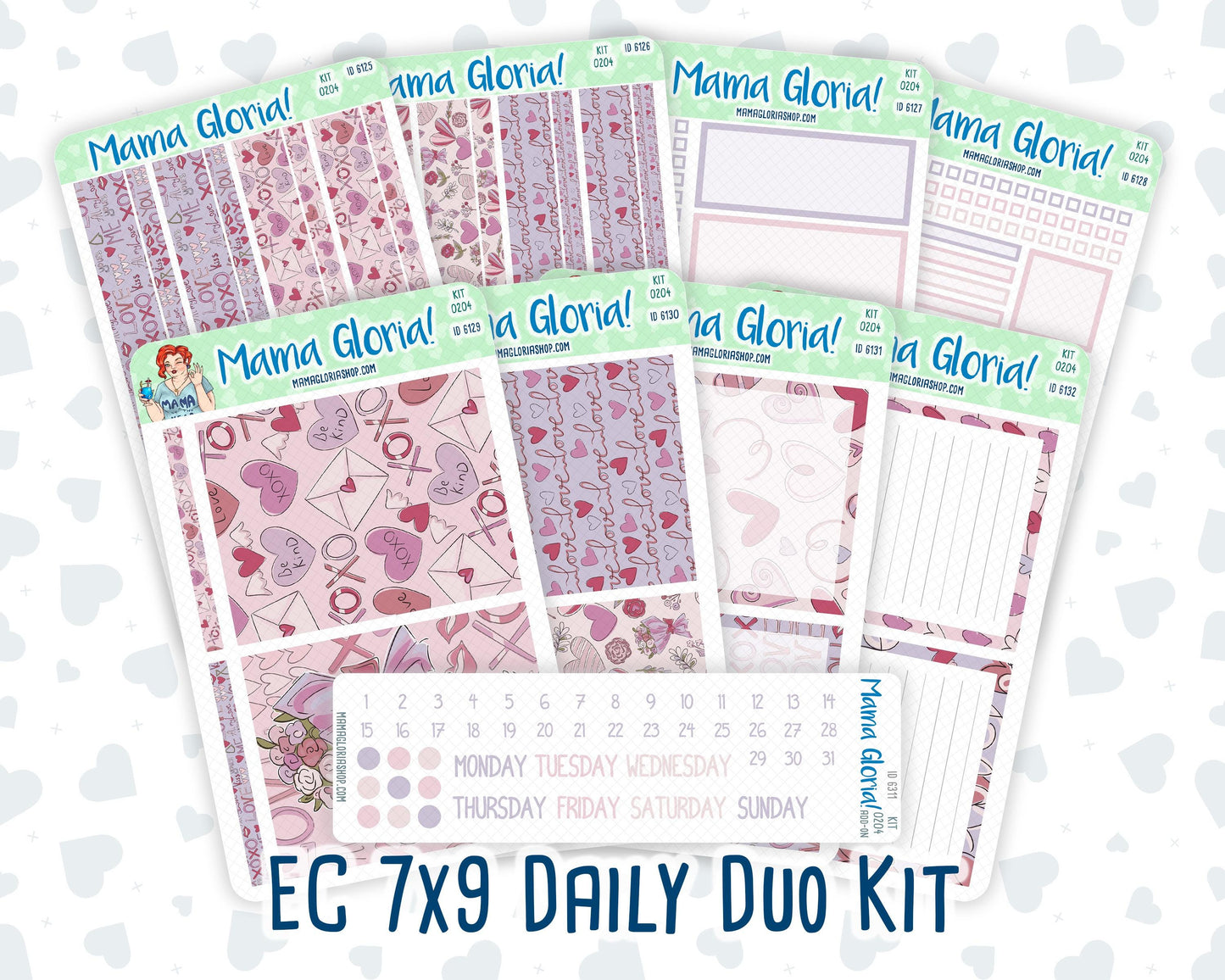 Kit 0204- 7x9 Daily Duo - Valentine's Garden - February- Planner