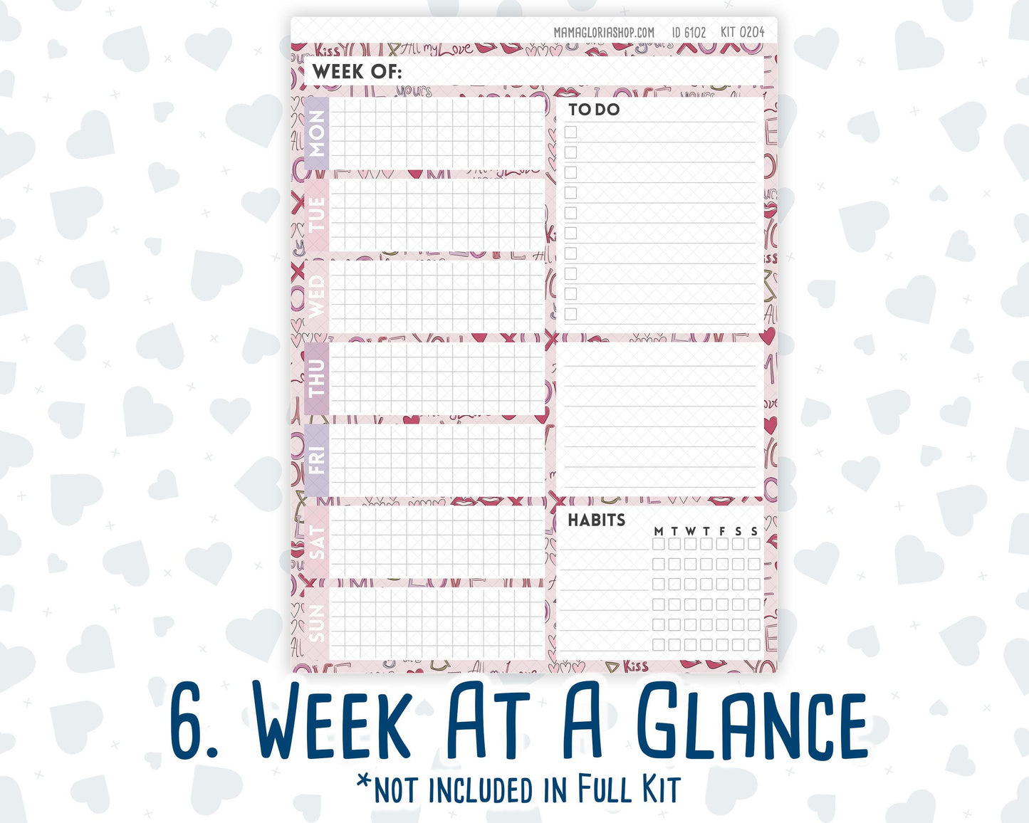 Kit 0204- 7x9 Daily Duo - Valentine's Garden - February- Planner