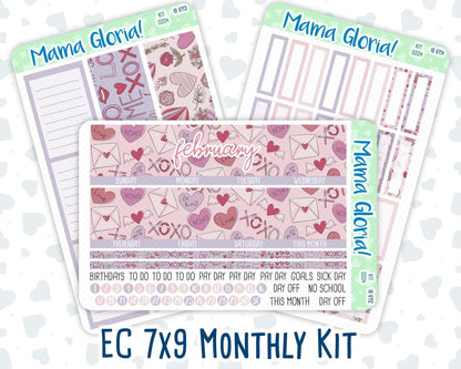 Kit 0204- 7x9 - Monthly - Valentine's Garden - February- For EC Planners