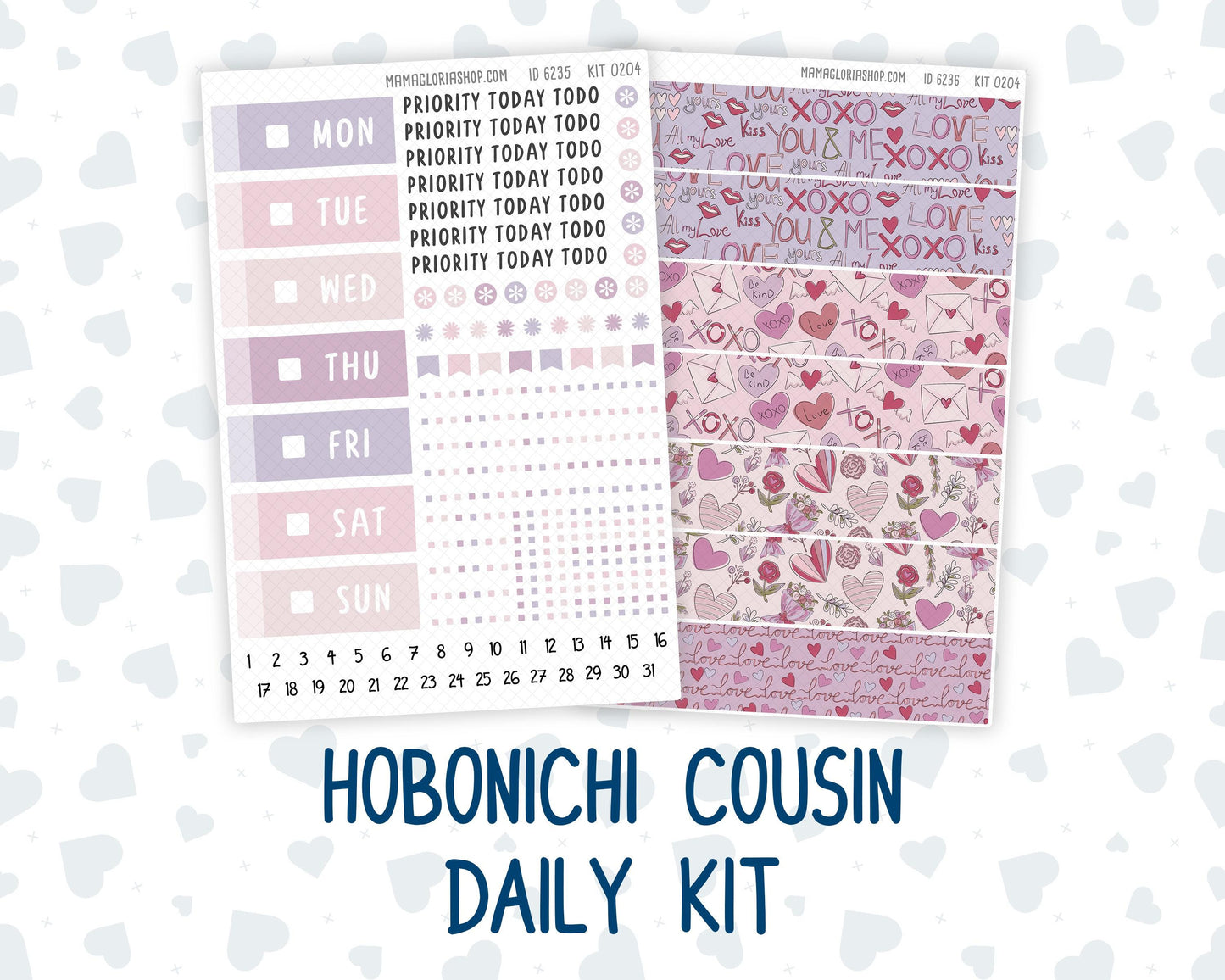 Kit 0204 Hobonichi Cousin – Daily Kit - Valentine's Garden - February