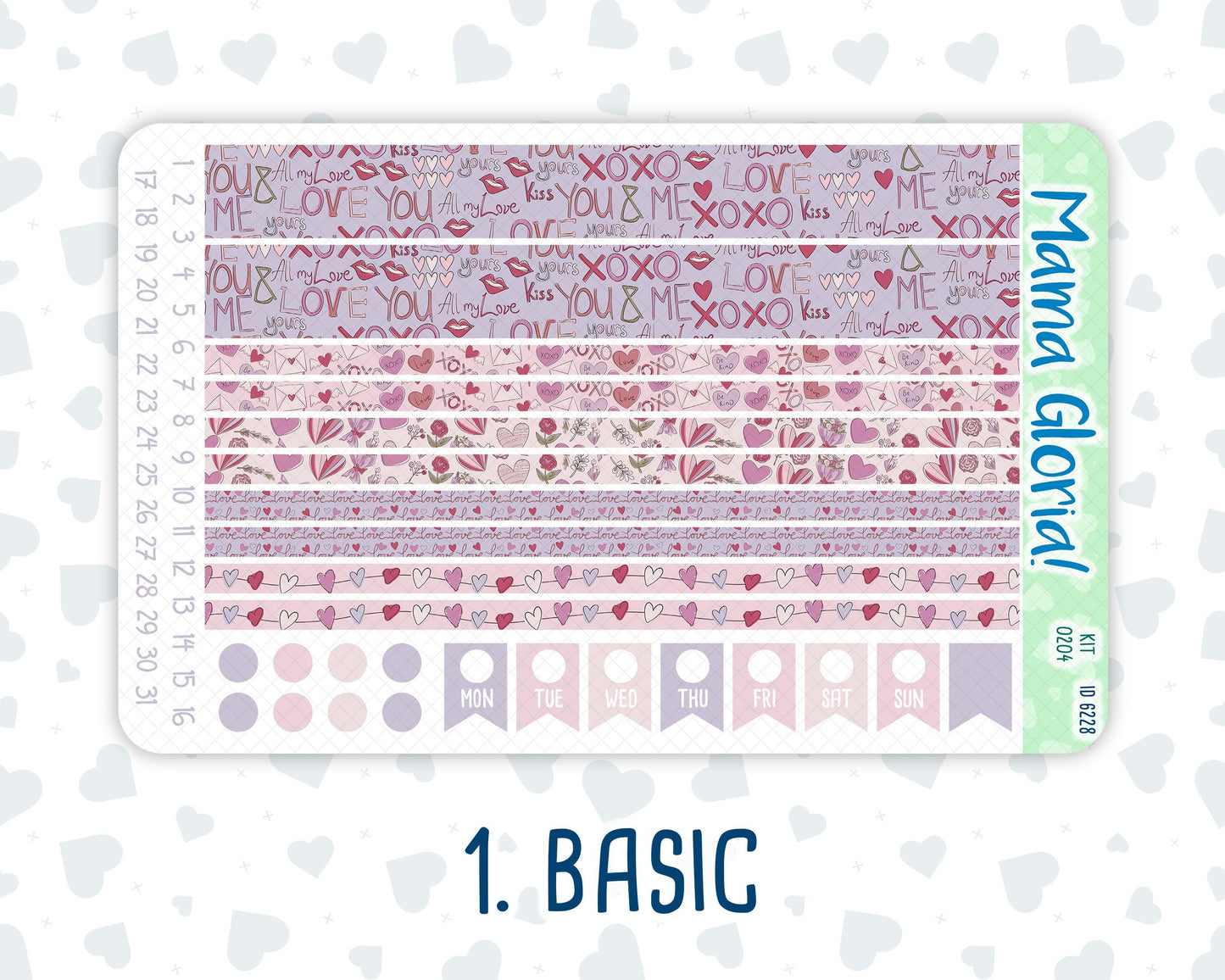 Kit 0204 -7x9 - Valentine's Garden - Weekly Kit For EC Horizontal Planners - February