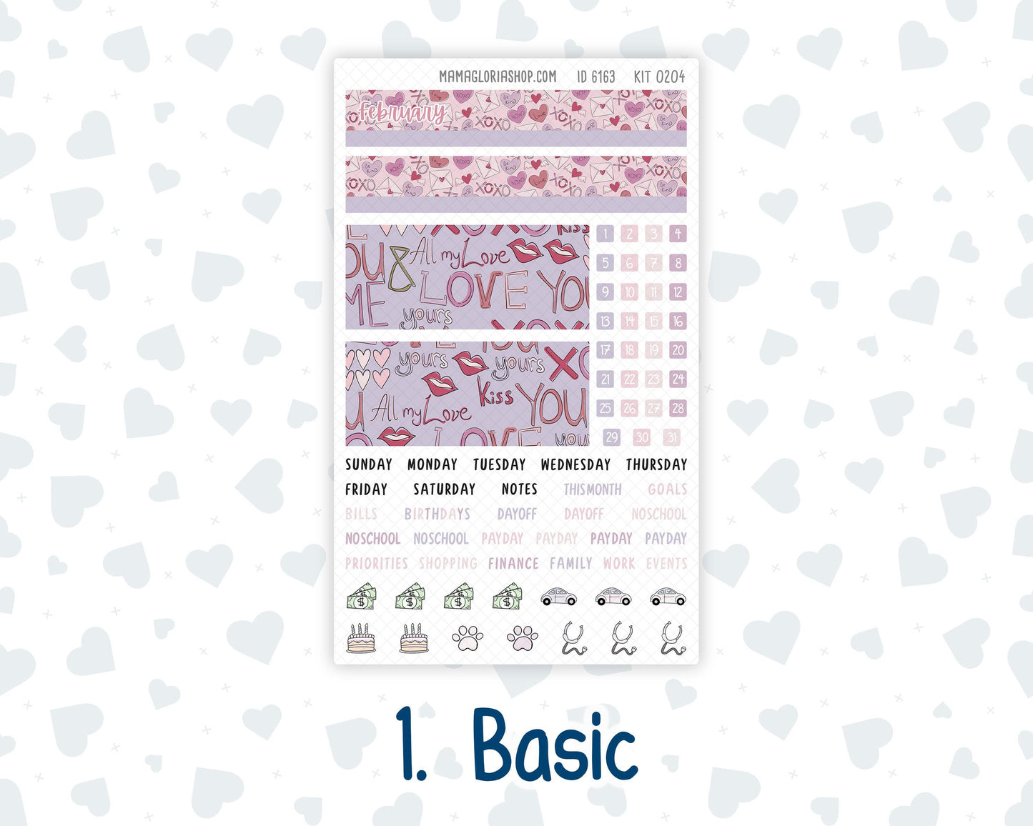 HP - Monthly - Kit 0204- Valentine's Garden - February - For Mini Happy Planner