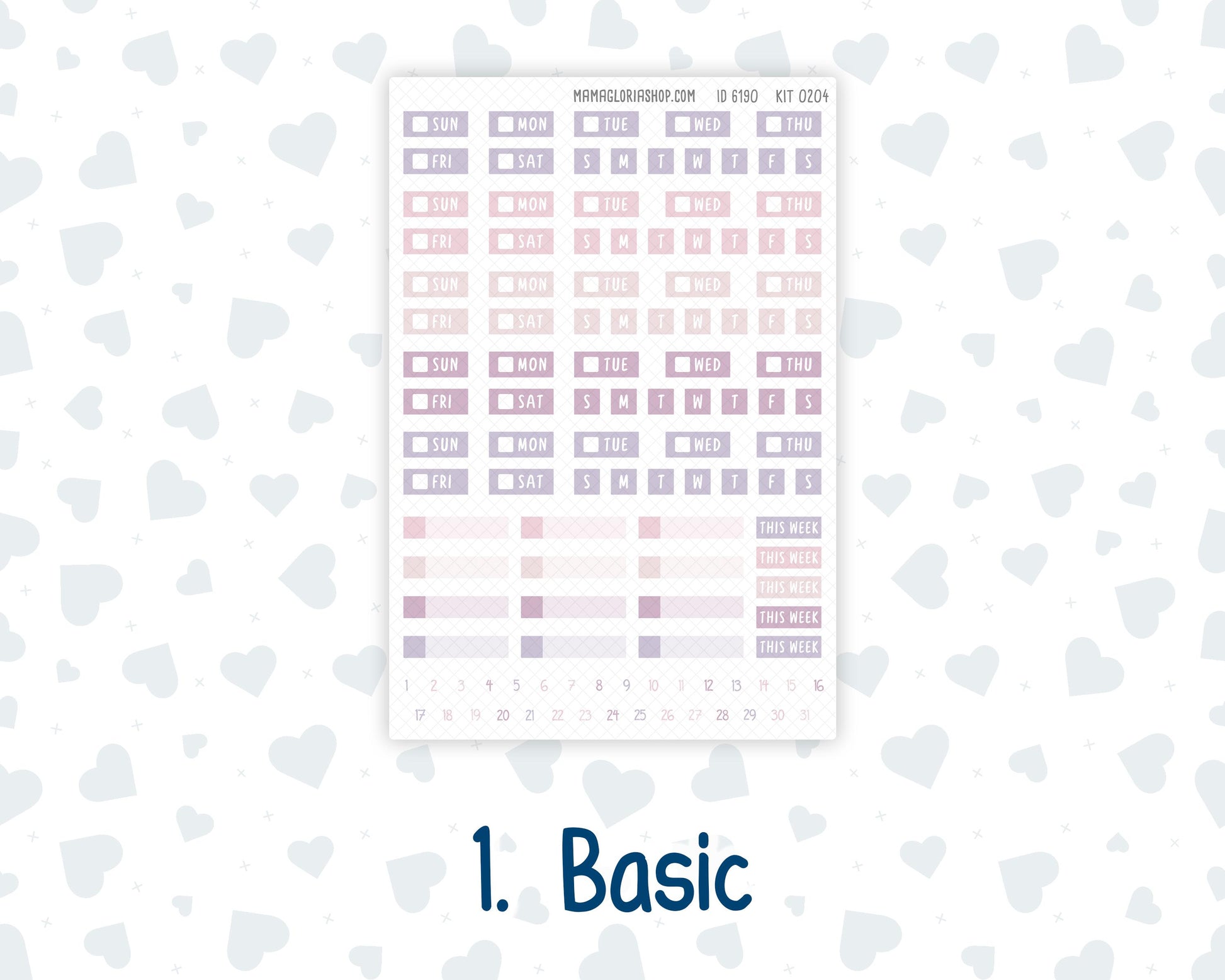 Kit 0204 Laurel Denise Mini Size – Weekly - Horizontal Layout - Valentine's Garden - February