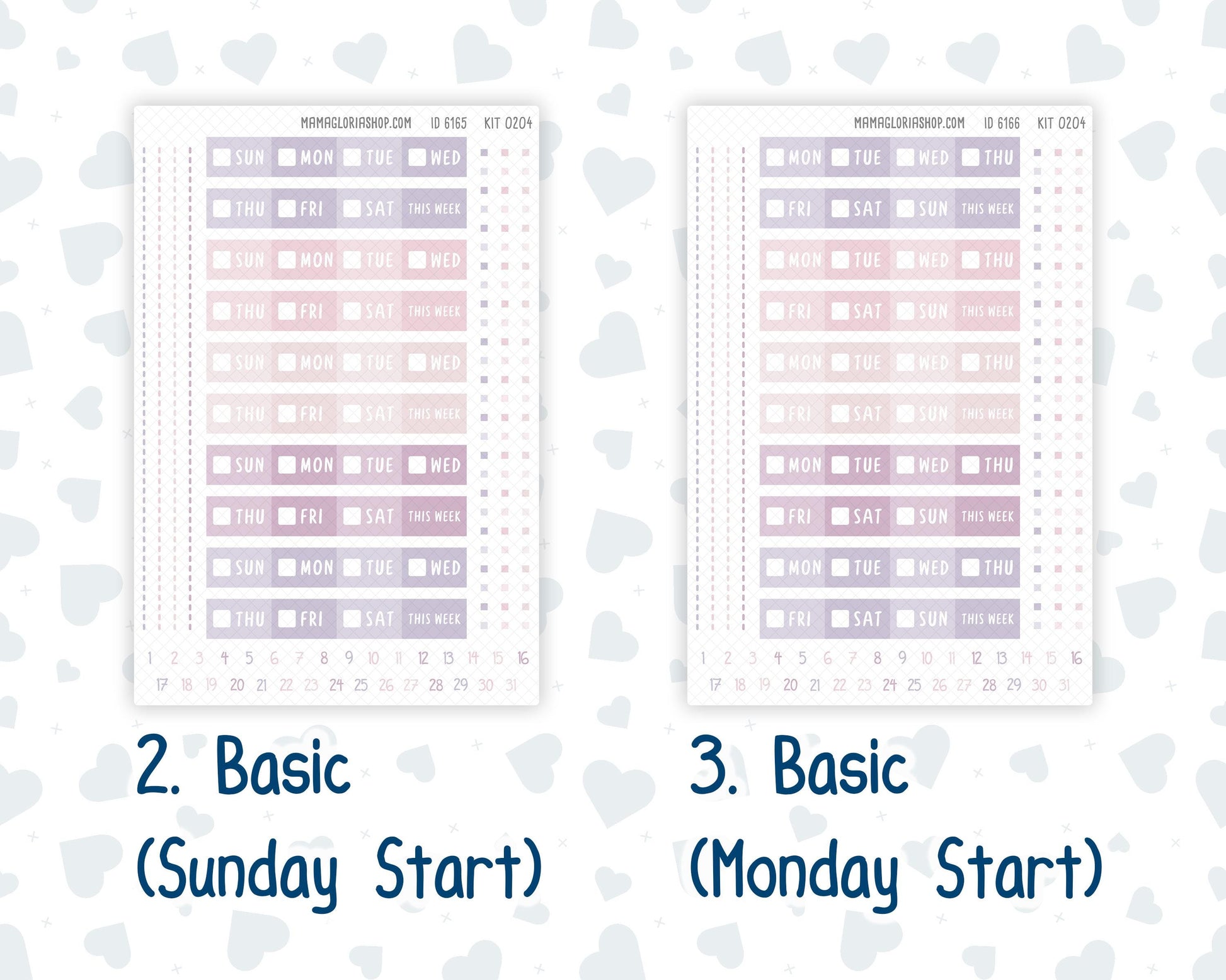 Kit 0204 Laurel Denise Mini Size – Weekly - Vertical Layout - Valentine's Garden - February