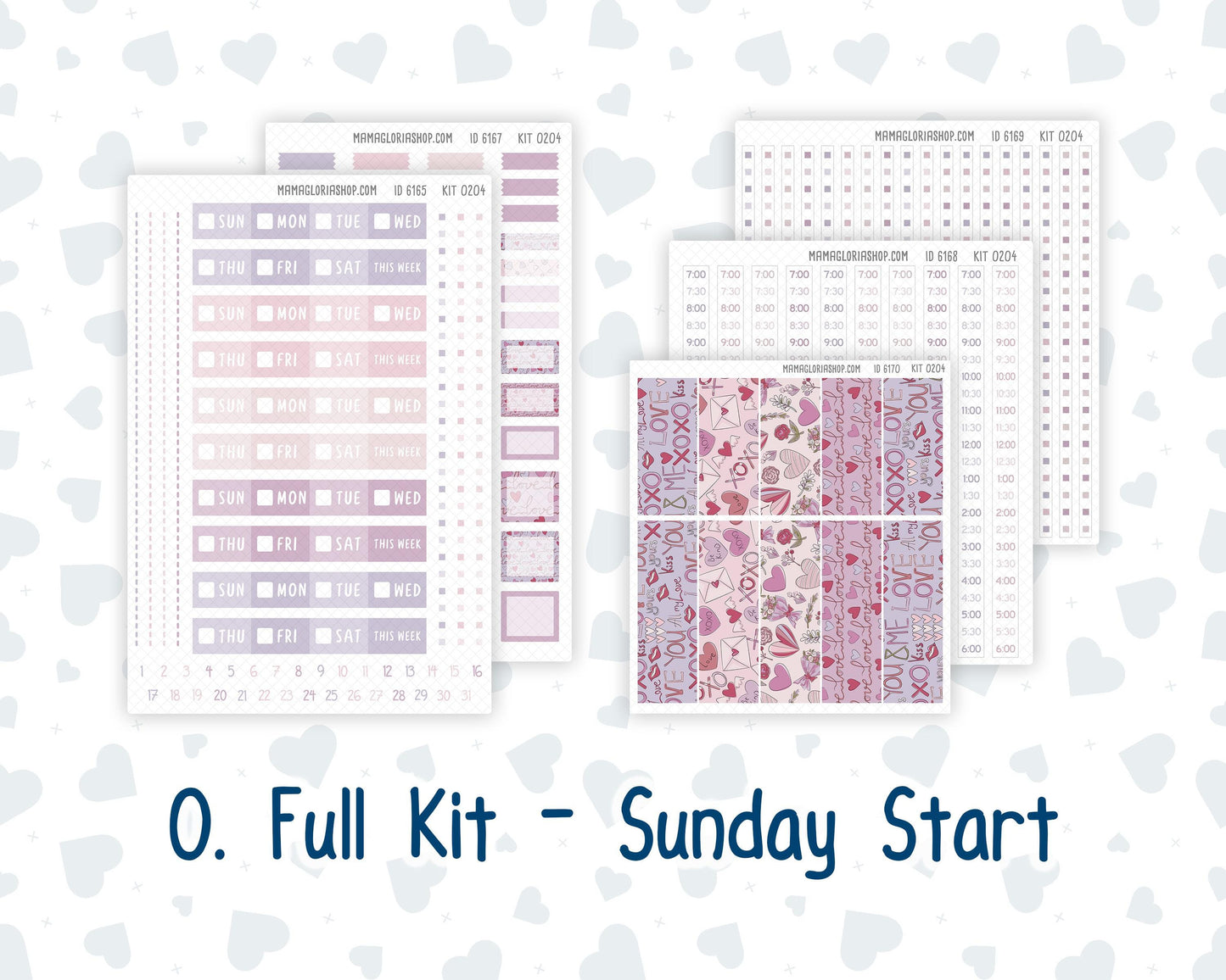 Kit 0204 Laurel Denise Mini Size – Weekly - Vertical Layout - Valentine's Garden - February