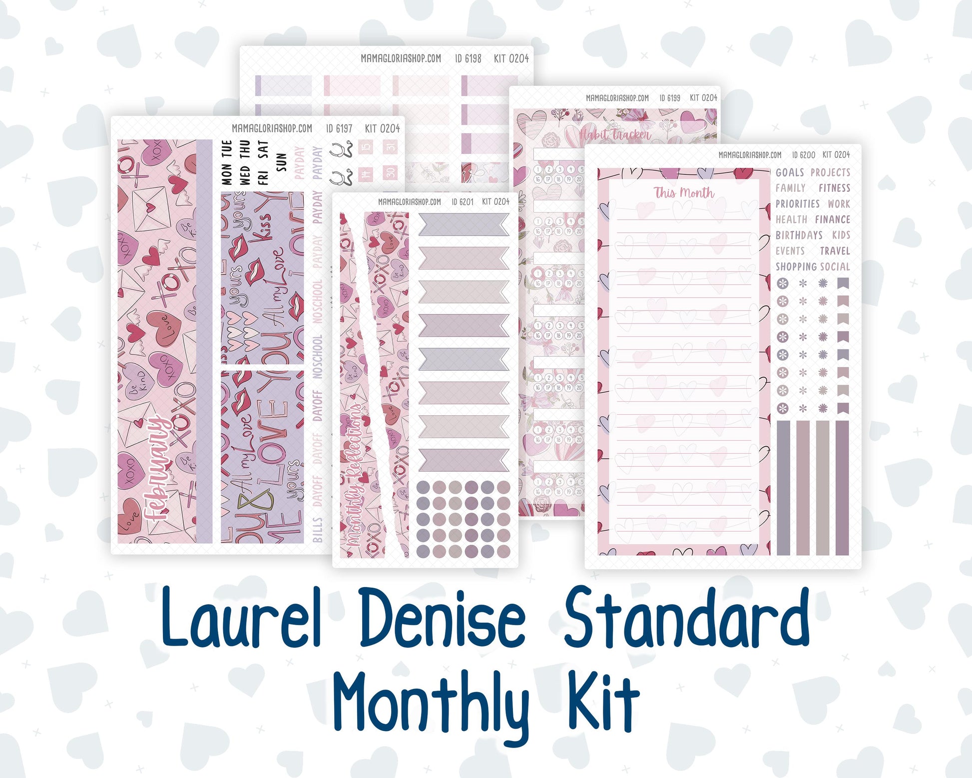 Kit 0204 Laurel Denise Standard Size – Monthly - Valentine's Garden - February