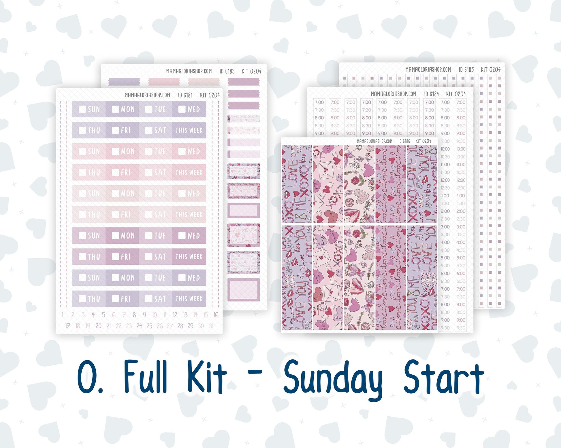 Kit 0204 Laurel Denise Standard Size – Weekly - Vertical Layout - Valentine's Garden - February