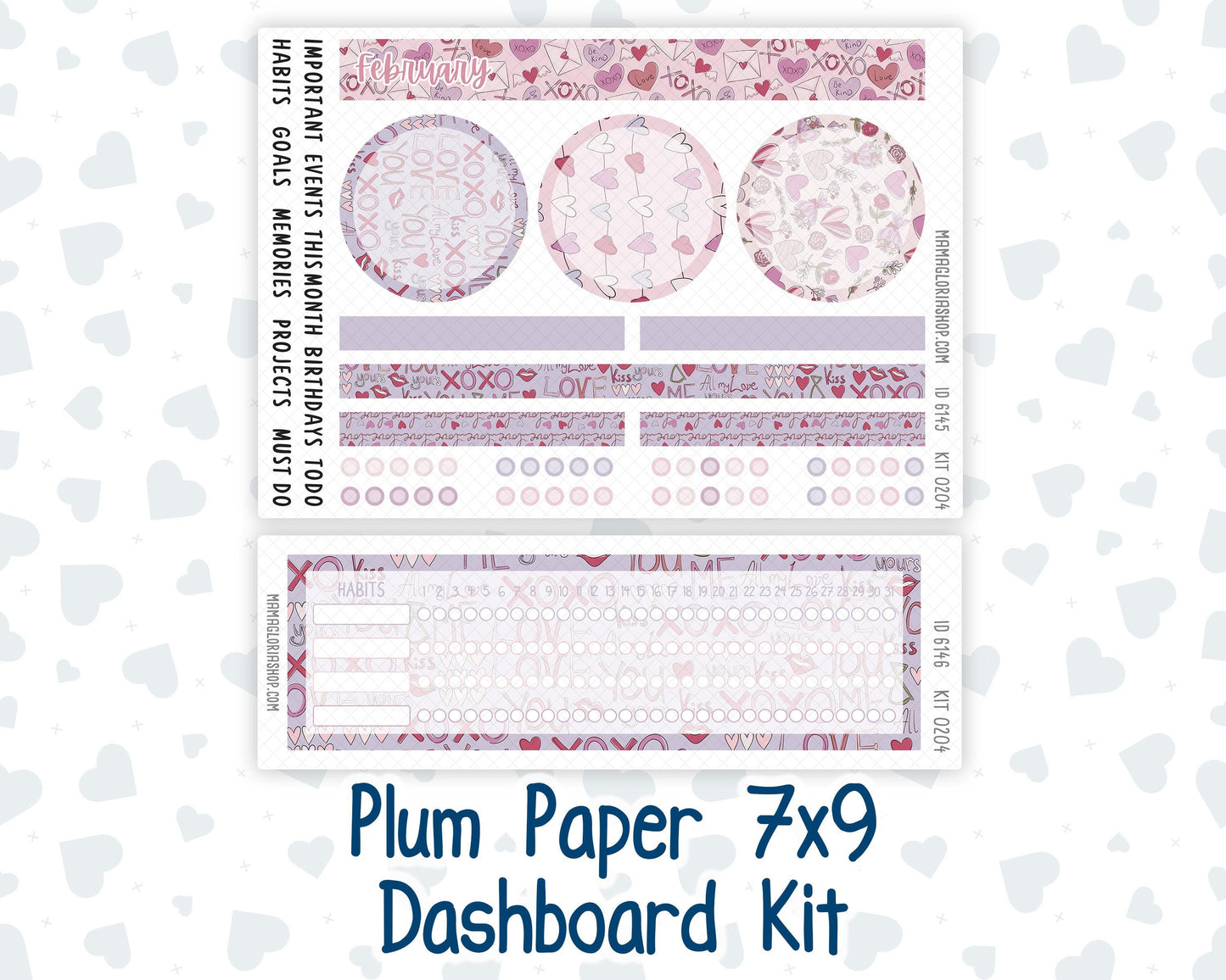 Kit 0204 Plum Paper 7x9 – Dashboard - Valentine's Garden - February