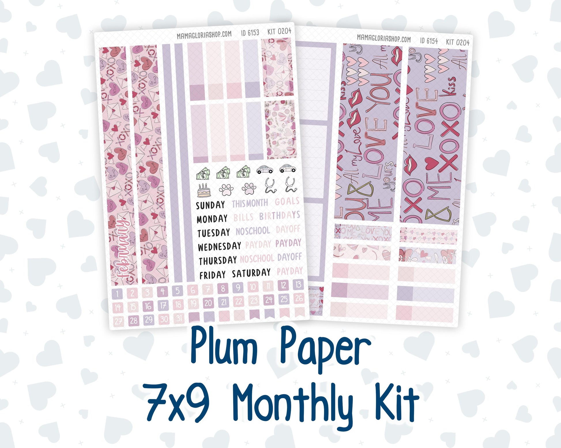 Kit 0204 Plum Paper 7x9 – Monthly - Valentine's Garden - February