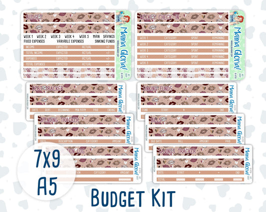 Kit 0207 - Budget - Wild Love- For 7x9 & A5 Planners - Notebooks - February