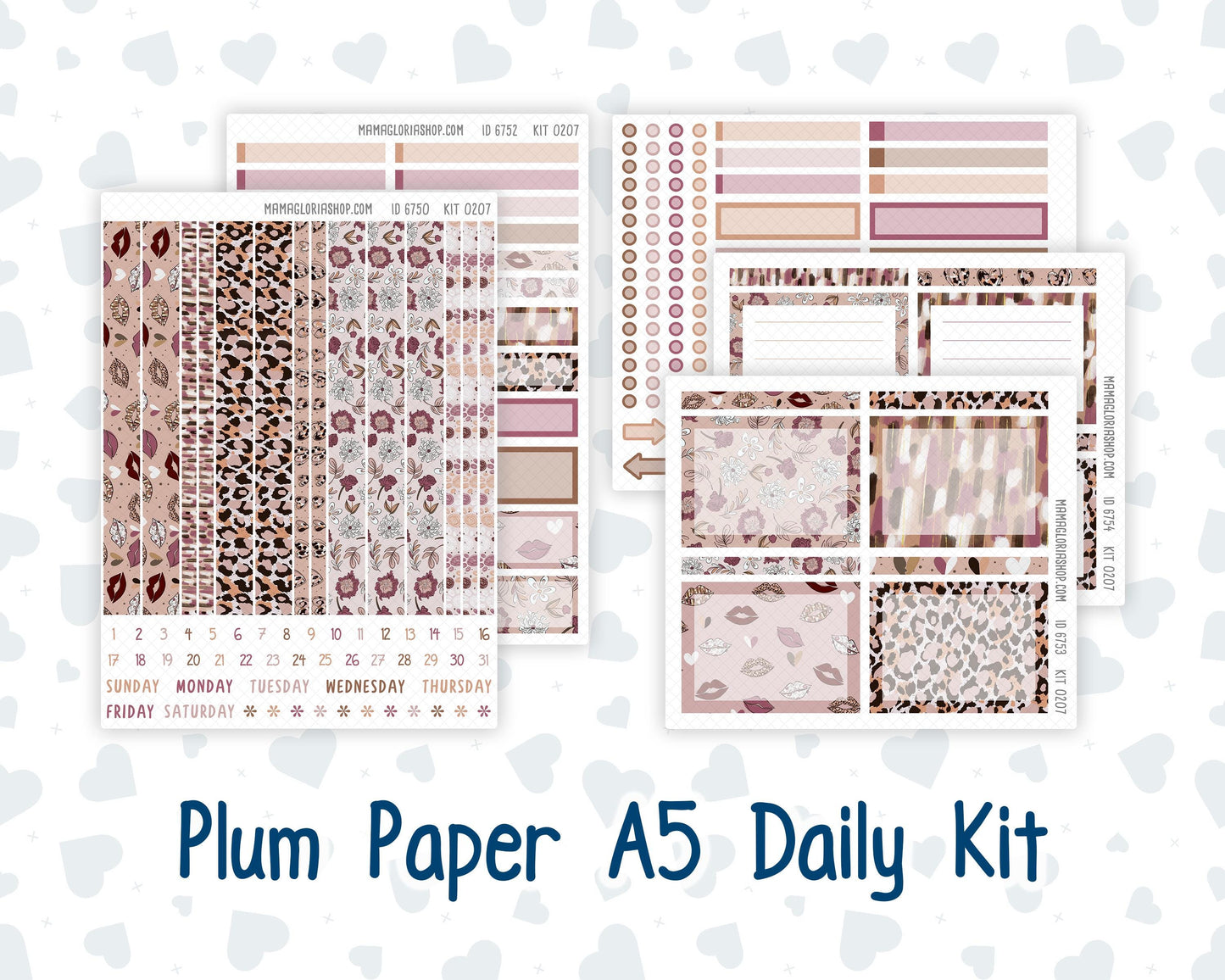 Kit 0207 A5 Plum Paper Daily - Wild Love - Planner -February