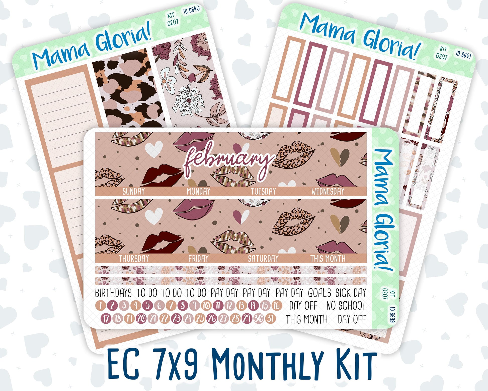 Kit 0207 - 7x9 - Monthly - Wild Love - February- For EC Planners