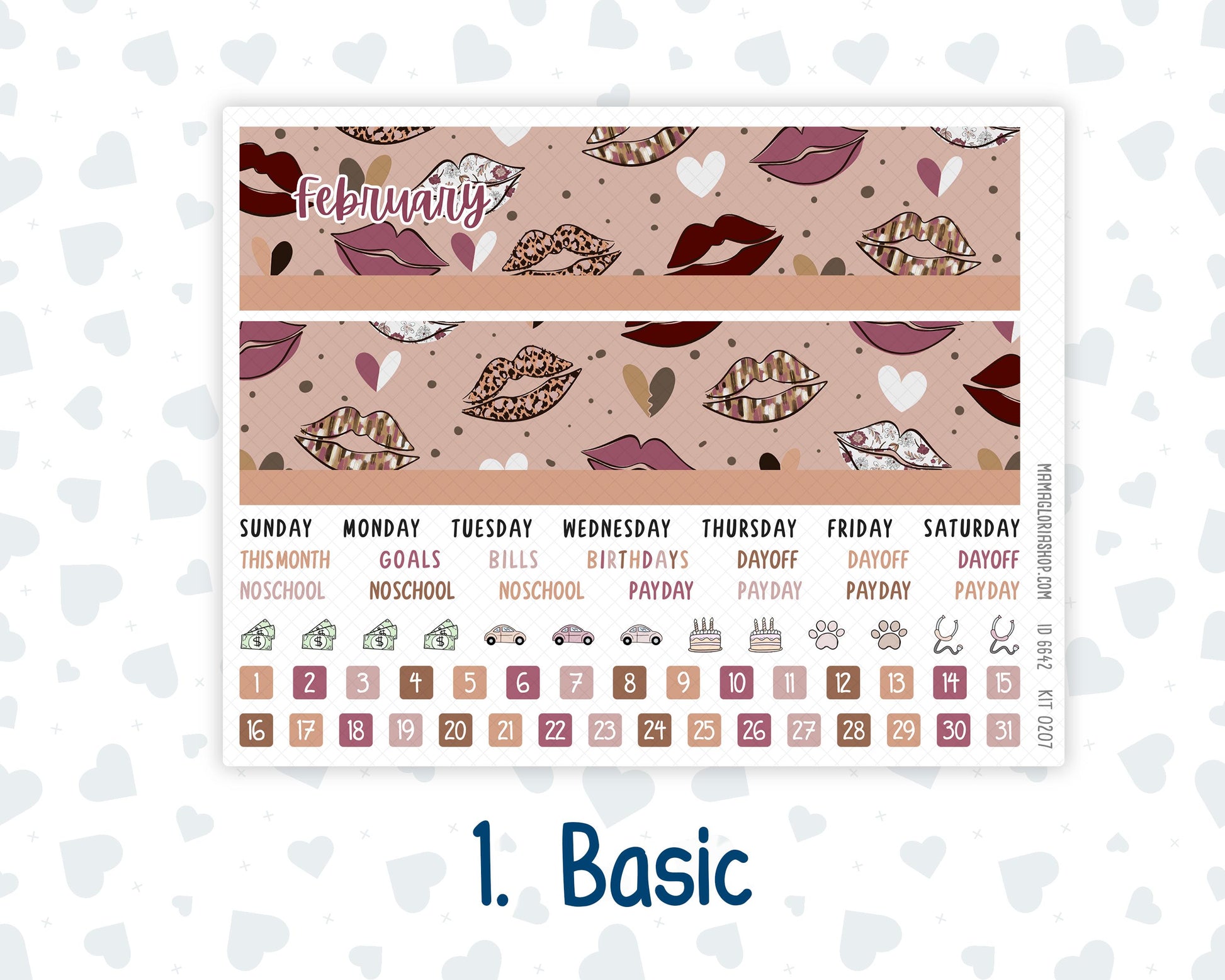 EC 8.5x11 Monthly - Kit 0207- Wild Love - February- For Erin Condren Planners