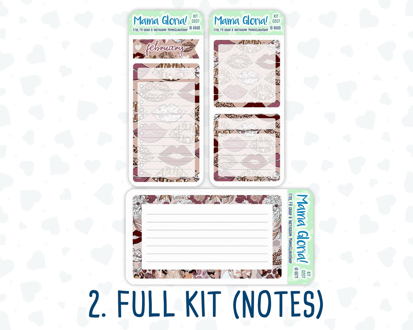 Kit 0207 - A5 - Wild Love - February - Notes Pages - Dashboard Kit - Productivity Page