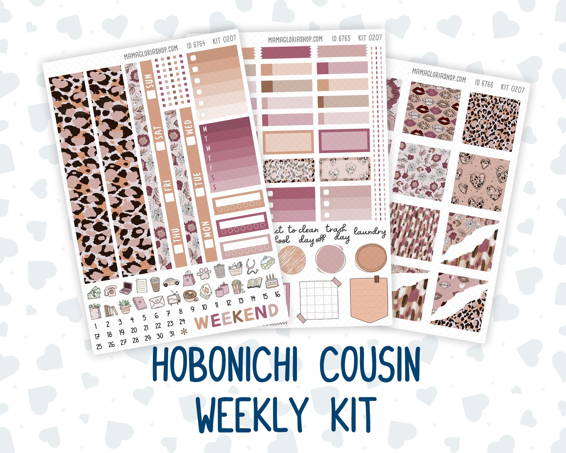 Kit 0207 Hobonichi Cousin – Weekly Kit – 1.3” Wide Columns - Wild Love- February