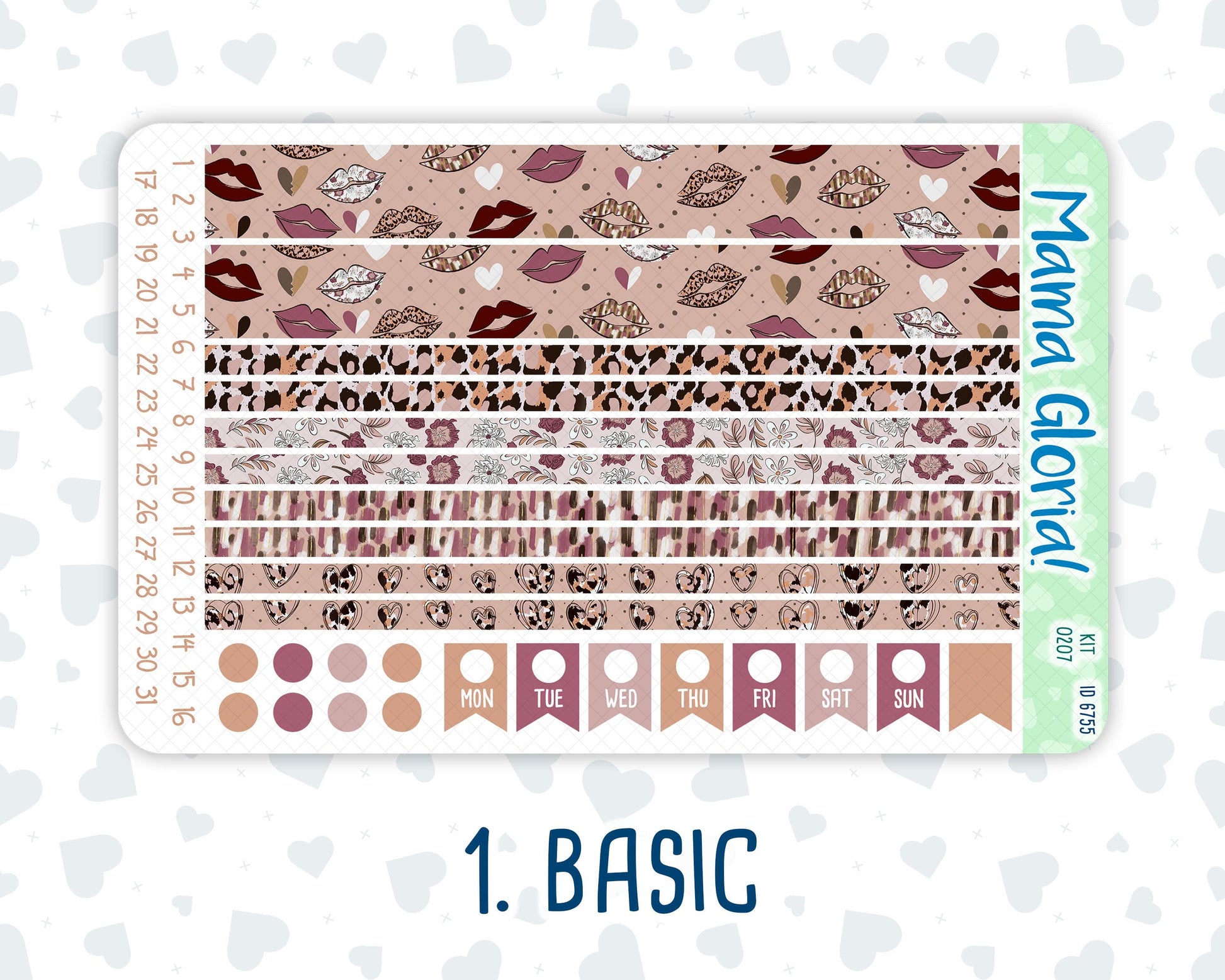 Kit 0207 -7x9 - Wild Love - Weekly Kit For EC Horizontal Planners - February