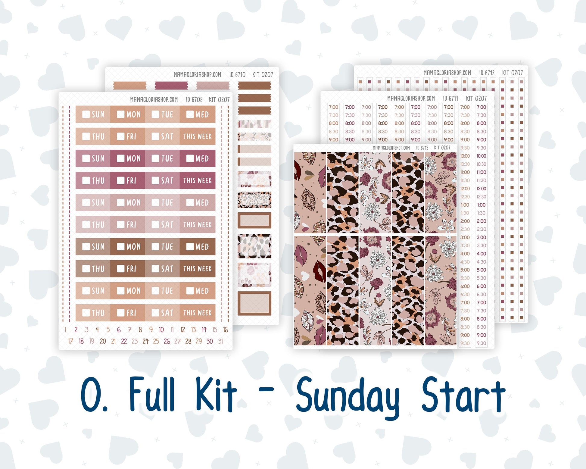 Kit 0207 Laurel Denise Standard Size – Weekly - Vertical Layout - Wild Love- February